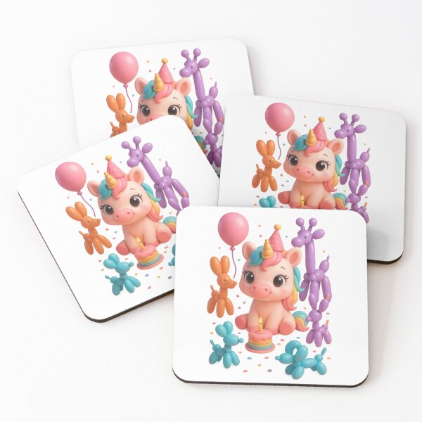 Item preview, Unicorn with Balloon Animal Friend's Birthday Party designed and sold by Moons Studio.