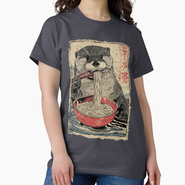 Item preview, T-shirt Otter Ramen – Art culinaire japonais kawaii designed and sold by Gaviani Desing Studio.