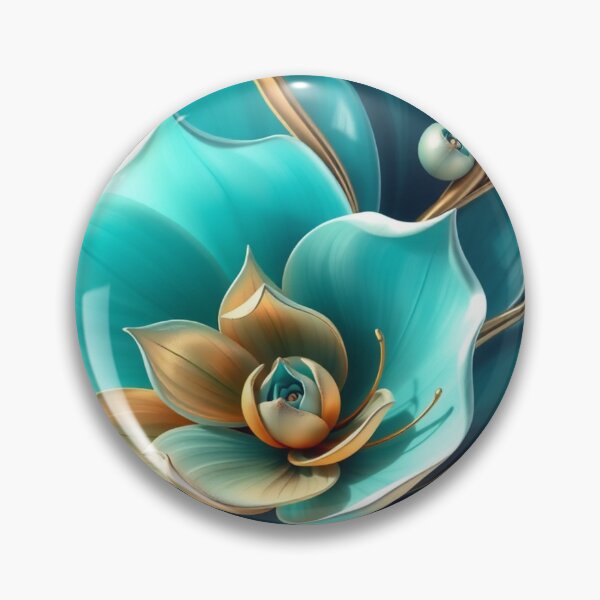 Item preview, Elegant Turquoise & Gold Floral Artwork designed and sold by MiraLumeStudio.