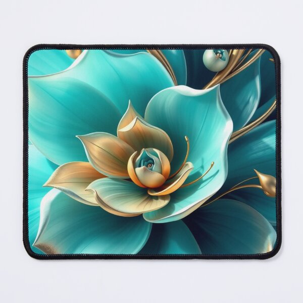 Item preview, Elegant Turquoise & Gold Floral Artwork designed and sold by MiraLumeStudio.