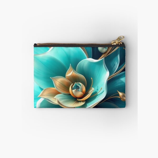 Item preview, Elegant Turquoise & Gold Floral Artwork designed and sold by MiraLumeStudio.