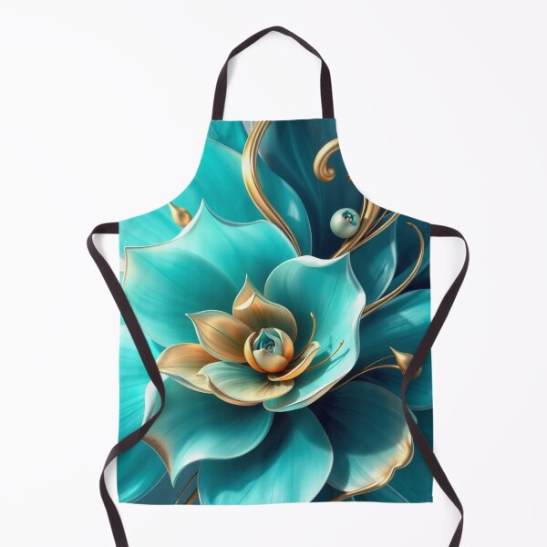 Item preview, Elegant Turquoise & Gold Floral Artwork designed and sold by MiraLumeStudio.