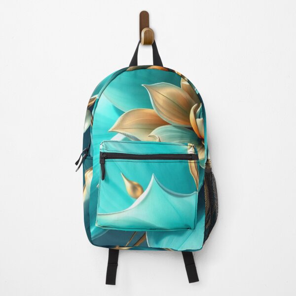 Item preview, Elegant Turquoise & Gold Floral Artwork designed and sold by MiraLumeStudio.