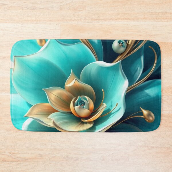 Item preview, Elegant Turquoise & Gold Floral Artwork designed and sold by MiraLumeStudio.