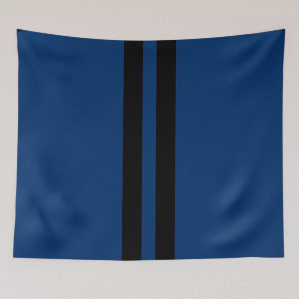 Item preview, Dual Racing Stripes - Large Gap (Black - Guardsmans Blue Background) designed and sold by Racing Stripes Only.