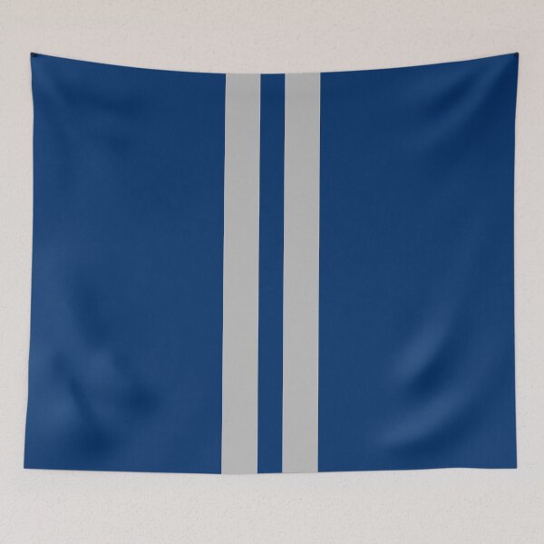 Item preview, Dual Racing Stripes - Large Gap (Light Gray/Silver - Guardsmans Blue Background) designed and sold by Racing Stripes Only.