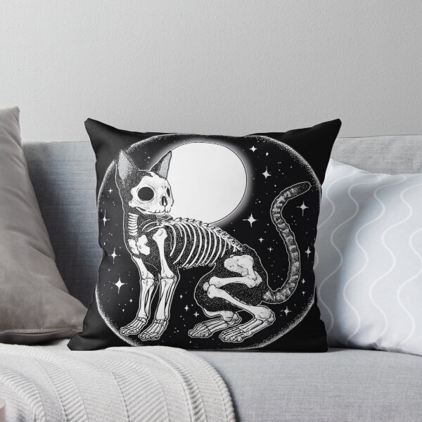 Item preview, Monochrome Skeleton Cat Under Full Moon designed and sold by pastel.moonwave.