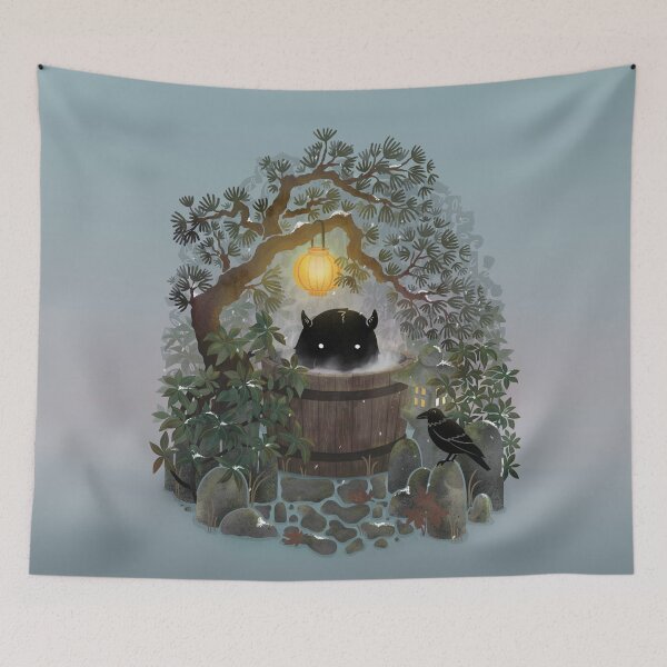Item preview, A Quiet Spot to Soak – Cozy Forest Tub Illustration designed and sold by littleclyde.
