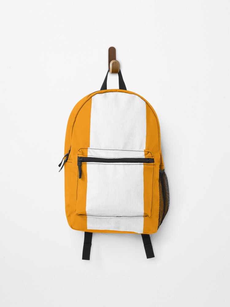 Thumbnail 1 of 3, Backpack, Single Racing Stripe (White - Orange Background) designed and sold by RacingStripes.