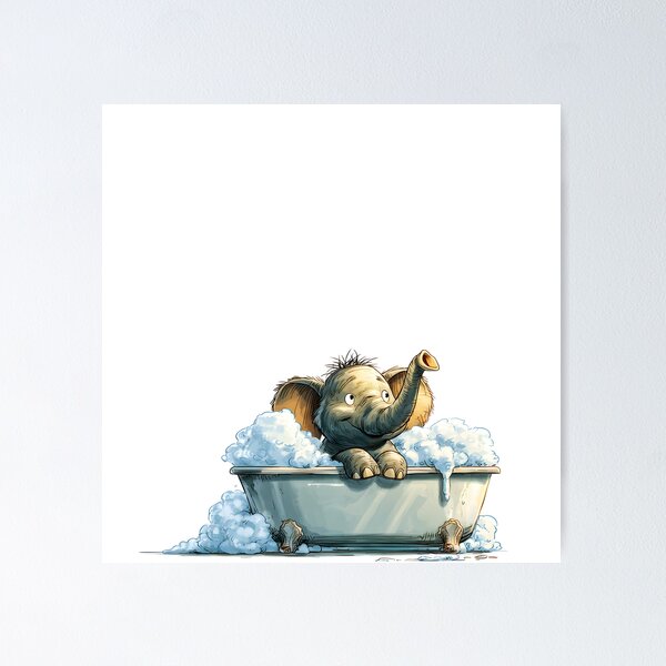 Item preview, Bathtime for Baby Elephant designed and sold by Wildtail Studios.