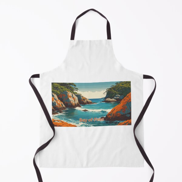 Item preview, Bay of Fires, Tasmania – Retro Coastal Art with Rocks and Orange Vegetation designed and sold by StormArte.