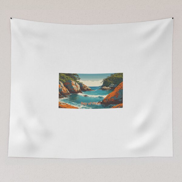 Item preview, Bay of Fires, Tasmania – Retro Coastal Art with Rocks and Orange Vegetation designed and sold by StormArte.
