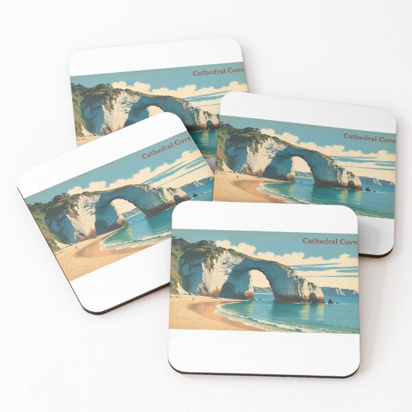 Item preview, Cathedral Cove, New Zealand – Vintage Poster of Beach and Iconic Rock Formation designed and sold by StormArte.