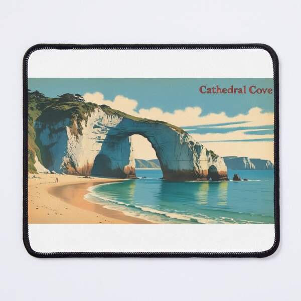 Item preview, Cathedral Cove, New Zealand – Vintage Poster of Beach and Iconic Rock Formation designed and sold by StormArte.