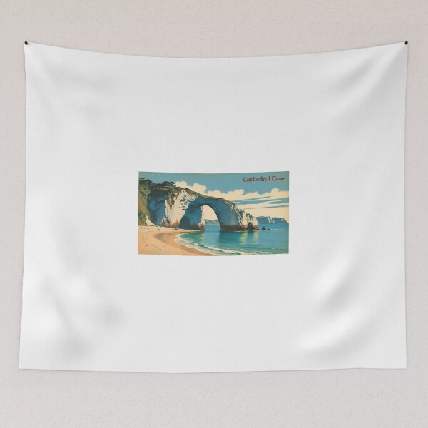 Item preview, Cathedral Cove, New Zealand – Vintage Poster of Beach and Iconic Rock Formation designed and sold by StormArte.