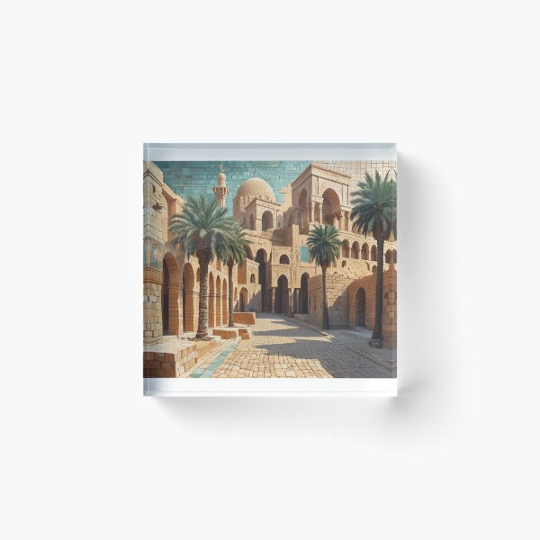 Item preview, Madaba, Jordan – Illustration of an Ancient City with Muslim Inspiration and Oriental Mosaic designed and sold by StormArte.