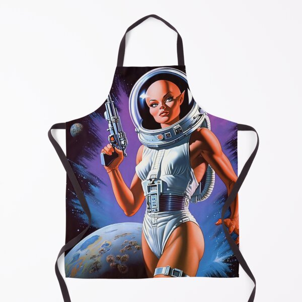 Item preview, Female space Alien action hero figure illustration 50s style art designed and sold by Vintage Designs +.