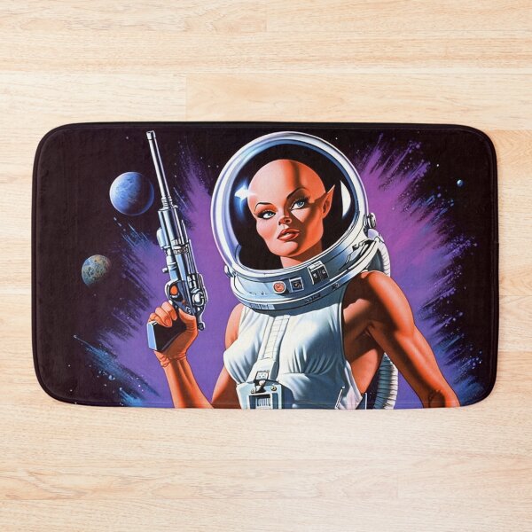 Item preview, Female space Alien action hero figure illustration 50s style art designed and sold by Vintage Designs +.