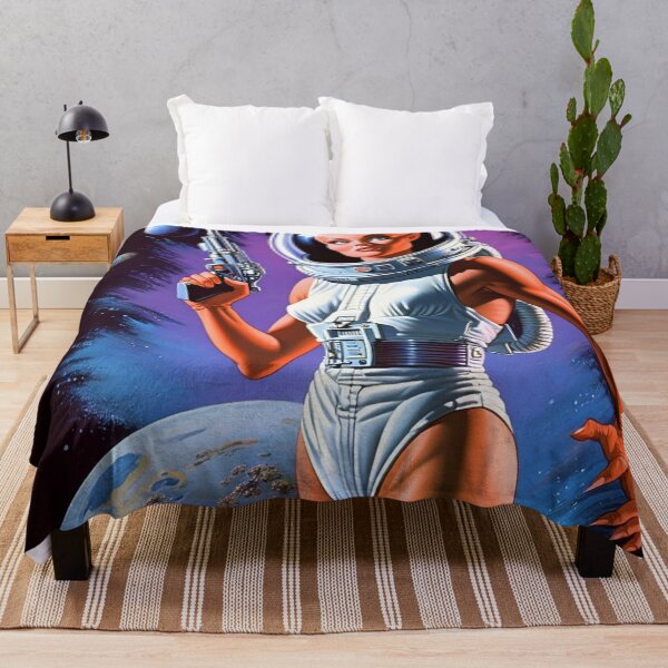 Item preview, Female space Alien action hero figure illustration 50s style art designed and sold by Vintage Designs +.