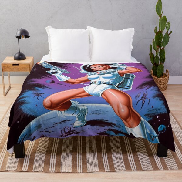 Item preview, Female space Alien action hero figure illustration 50s style art designed and sold by Vintage Designs +.