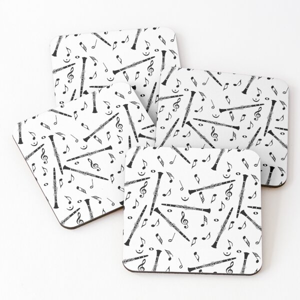 Item preview, Black Clarinet Music Note Pattern designed and sold by BartholGraphics.