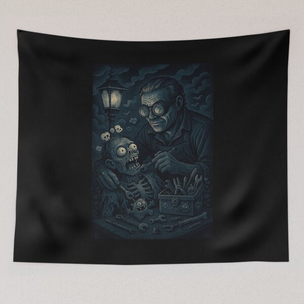 Item preview, Midnight Mechanic - Zombie Repair Under the Street Lamp designed and sold by YamiHaus.