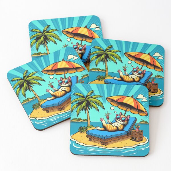 Item preview, Cute cat at summer holiday  designed and sold by Dogandesighn.