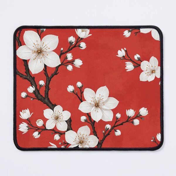 Item preview, White Cherry Blossoms on Chinese Red designed and sold by Wordsmith-Wear.