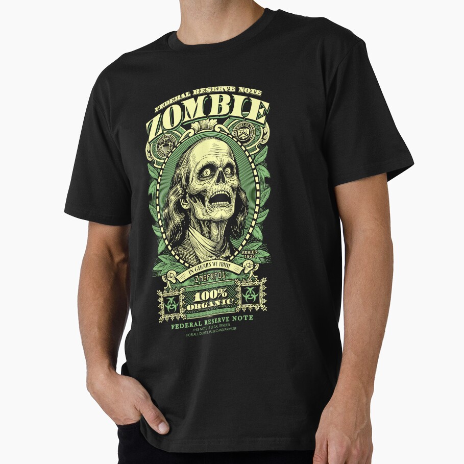 Zombie Benjamin Franklin Halloween Banknote Horror Dollar Premium T-Shirt Wintertee Way