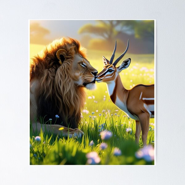 Aperçu de l'œuvre lion et gazelle créée et vendue par Gardenpets.