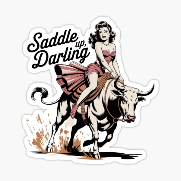 Item preview, Satteln Sie auf, Liebling – Vintage Rodeo Cowgirl Pinup Poster designed and sold by Redjakkal.