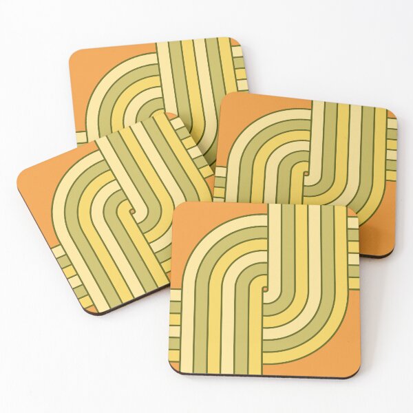 Item preview, 70s Retro Vintage Style Geometric Pattern Orange Yellow and Green designed and sold by tonymagnerart.