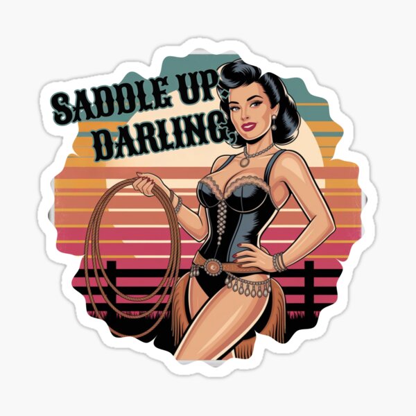 Item preview, Satteln Sie auf, Liebling – Vintage Rodeo Cowgirl Pinup Poster designed and sold by Redjakkal.