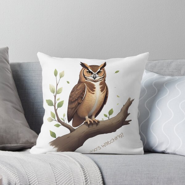 Item preview, Hoo's Watching? – Curious Owl on a Branch designed and sold by Pixel--Threads.