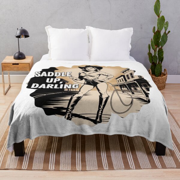 Item preview, Retro Cowgirl Art – Saddle Up Darling Western Pinup Design designed and sold by Redjakkal.
