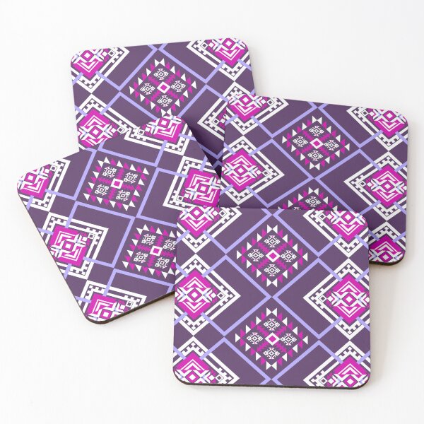 Item preview, Ethnic geometric navajo white and pink seamless on purple background  designed and sold by 96Chic4shop.