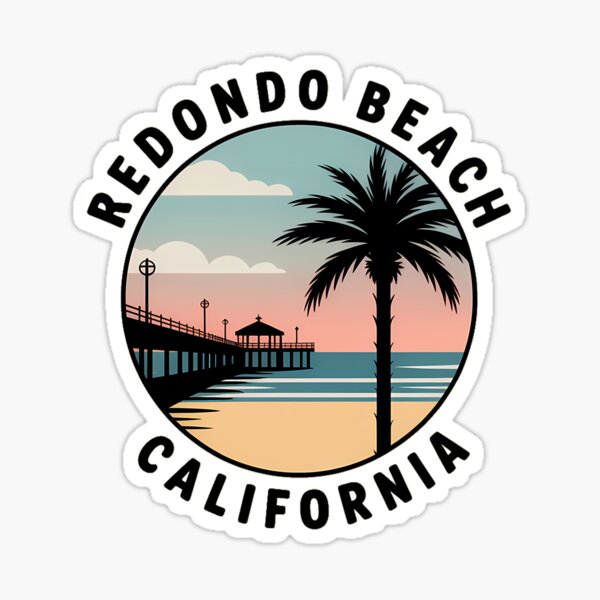 Item preview, Redondo Beach California Minimalist Circle Sticker designed and sold by Horizon Tales.
