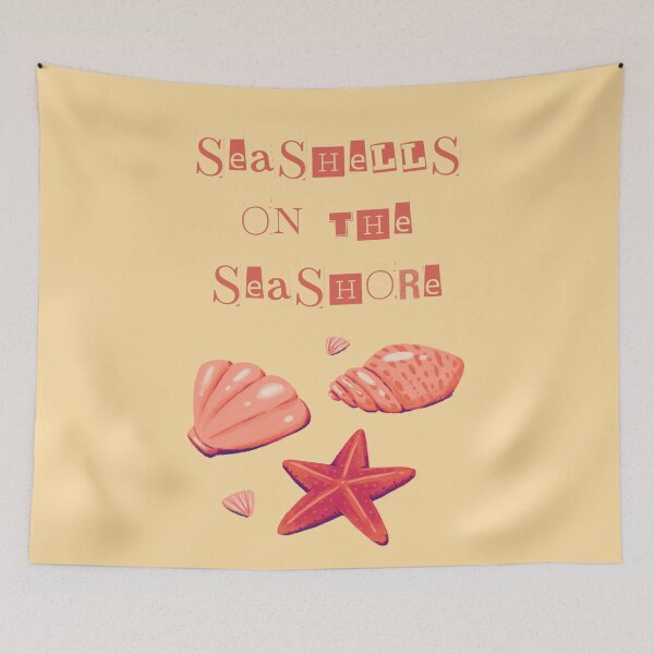 Item preview, Seashells on the Seashore – Beach Quote Typography Art designed and sold by CherryWavesJune.