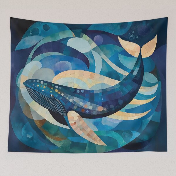 Item preview, A design of a Blue Whale's Abstract Journey Through Shimmering Seas. designed and sold by HEMRO.