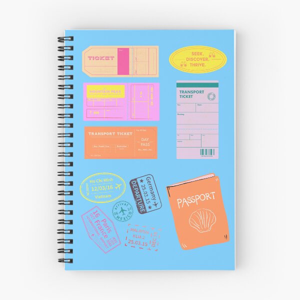 Artikelvorschau, Blaues Reiseticket- und Passstempel-Design entworfen und verkauft von CherryWavesJune.