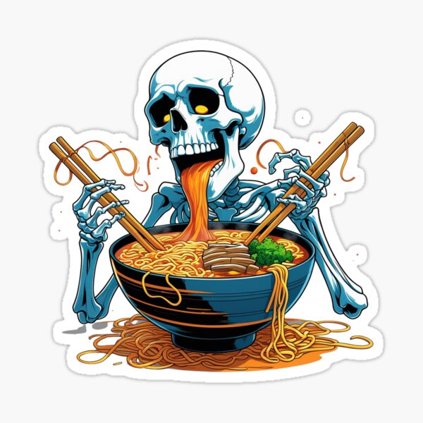 Item preview, Skeleton Eating Giant Ramen Bowl – Funny Foodie Skull Design with Chopsticks designed and sold by ColorSplash123.