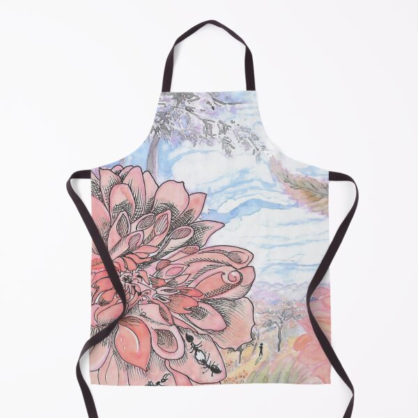 Item preview, Dreamy dahlia fantasy landscape with ants, lone hiker, bird designed and sold by MiFree.