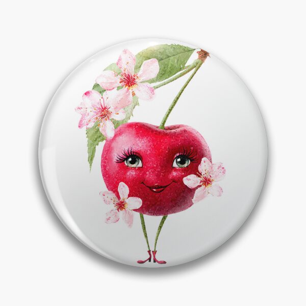 Item preview, Cherry Girl with Blossoms – Cute Watercolor designed and sold by НаташаЧетвер.