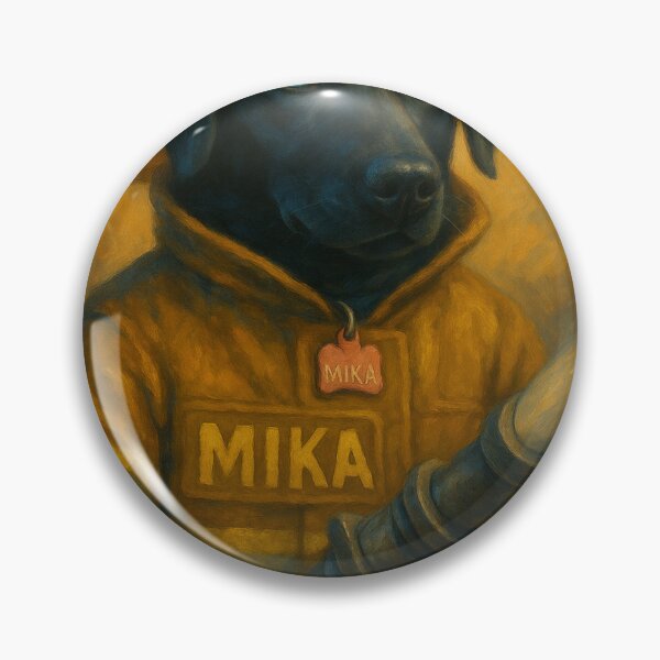 Item preview, Mika the Firefighter Dog – Heroic Oil Painting designed and sold by Wag & Whimsy.