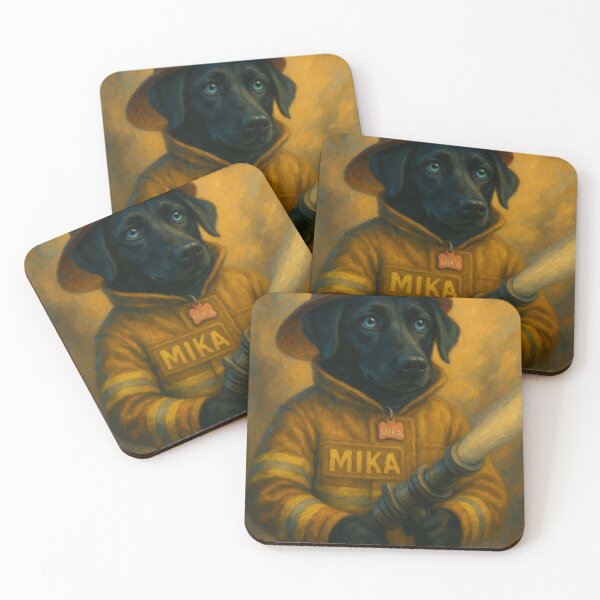 Item preview, Mika the Firefighter Dog – Heroic Oil Painting designed and sold by Wag & Whimsy.