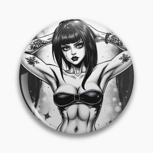 Item preview, Tattooed Goth Girl beautiful pinup poster art designed and sold by Vintage Designs +.