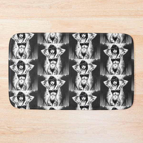 Item preview, Tattooed Goth Girl beautiful pinup poster art designed and sold by Vintage Designs +.