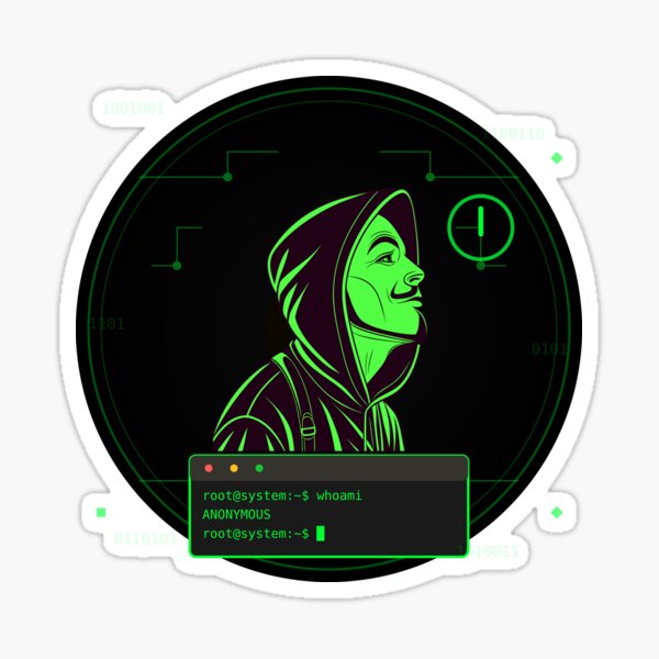 Item preview, Cyber Anonymous Hacker Power Aufkleber - Grünes Matrix Terminal Design designed and sold by Pickmash.