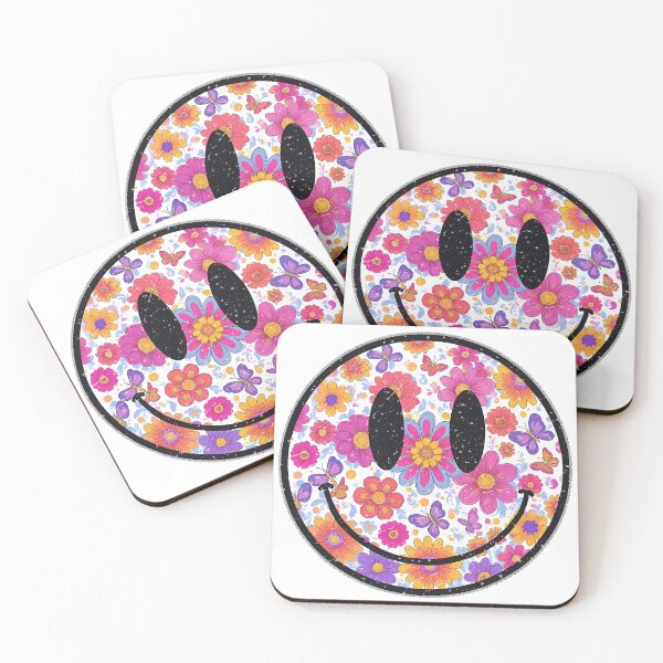 Item preview, Smile Retro Happy Flowers, smiley face, Vintage Boho, Daisy smile, floral smile face, Distressed Smile designed and sold by PrintArtAngie.