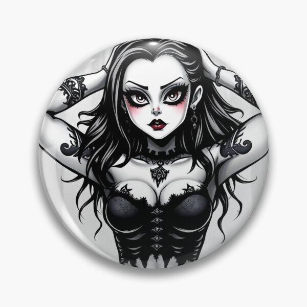 Item preview, Tattooed Goth Girl beautiful pinup poster art designed and sold by Vintage Designs +.